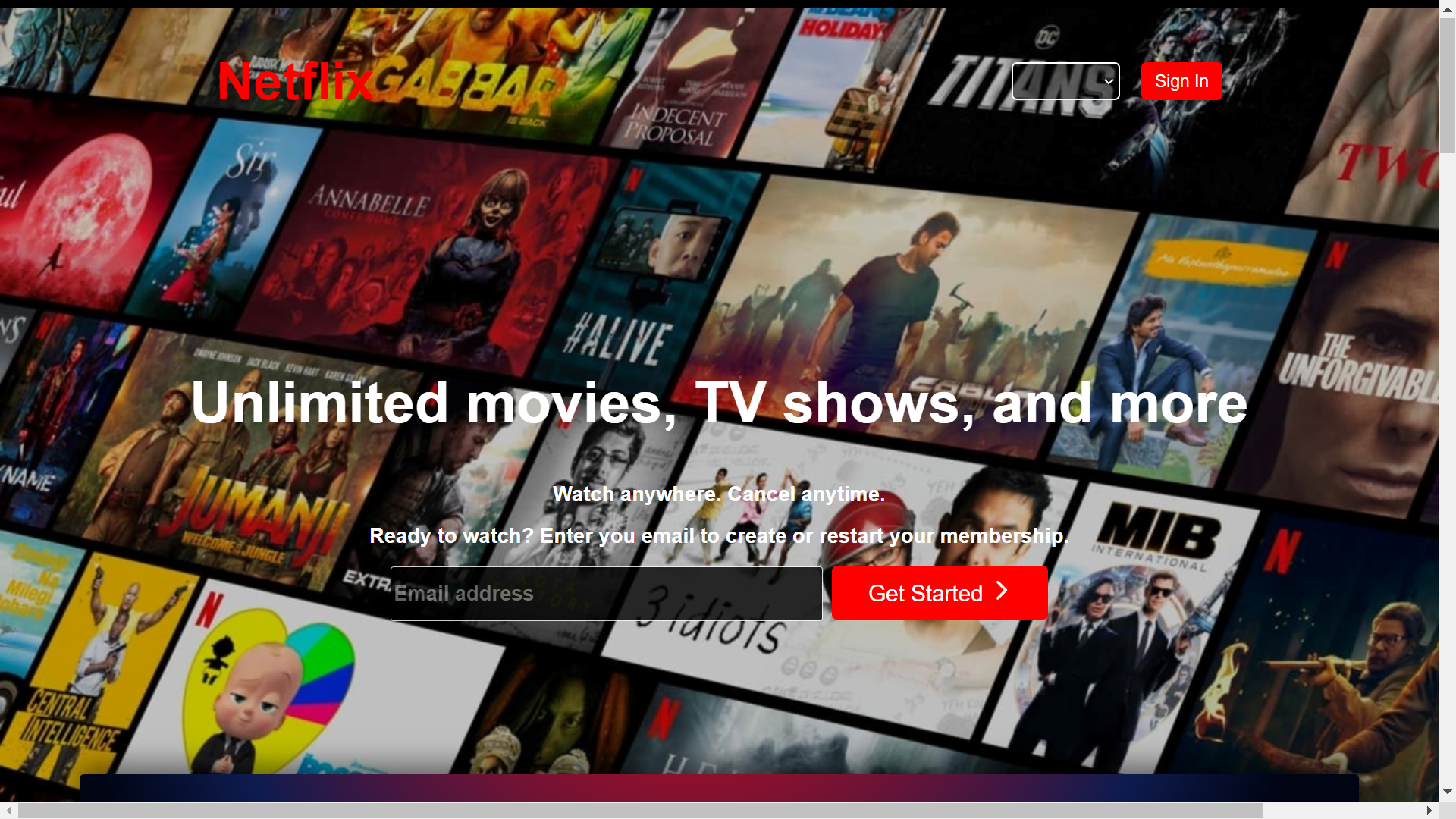 Netflix Landing Page